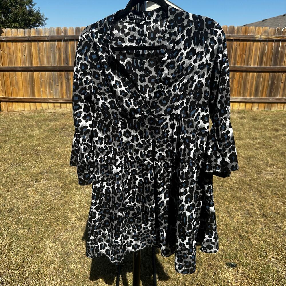 Wishlist Apparel White Cheeta Pattern Long Sleeve Blouse
